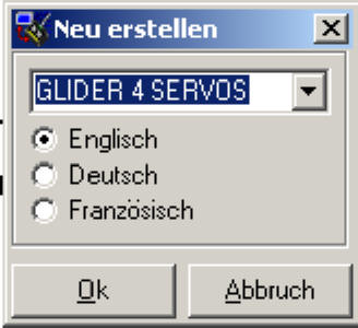 Dialog zum Erstellen neuer Modellspeicher